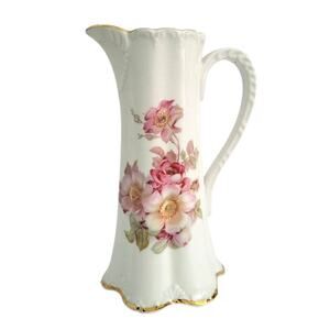 Vintage Gerold Porzellan Pitcher Western Germany Bavaria Rose Cottagecore Floral